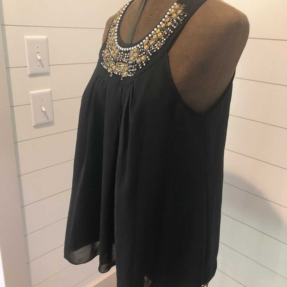 Apostrophe Black Beaded Top Size Medium